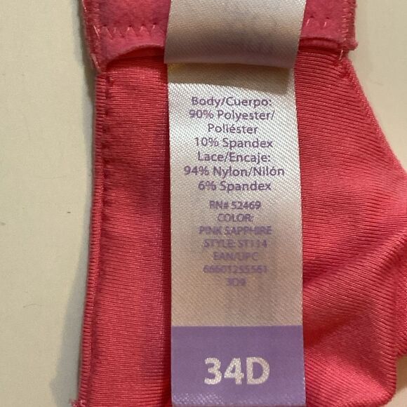 Secret Treasures Pink Contour Bras with Underwire Support Size 34D - Picture 9 of 9